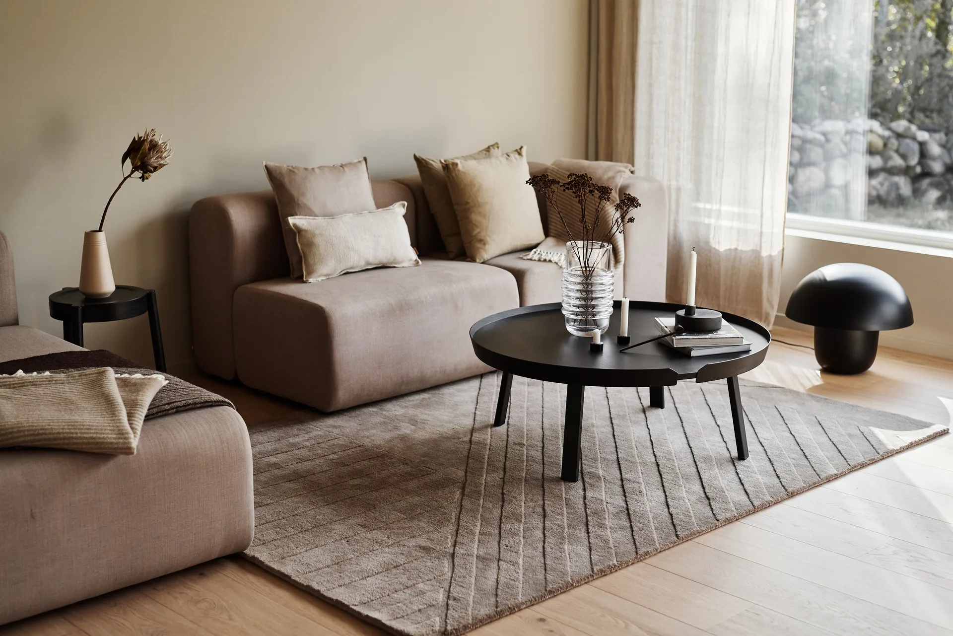 Levels Stripes wool rug, Taupe, 170x240 cm NJRD