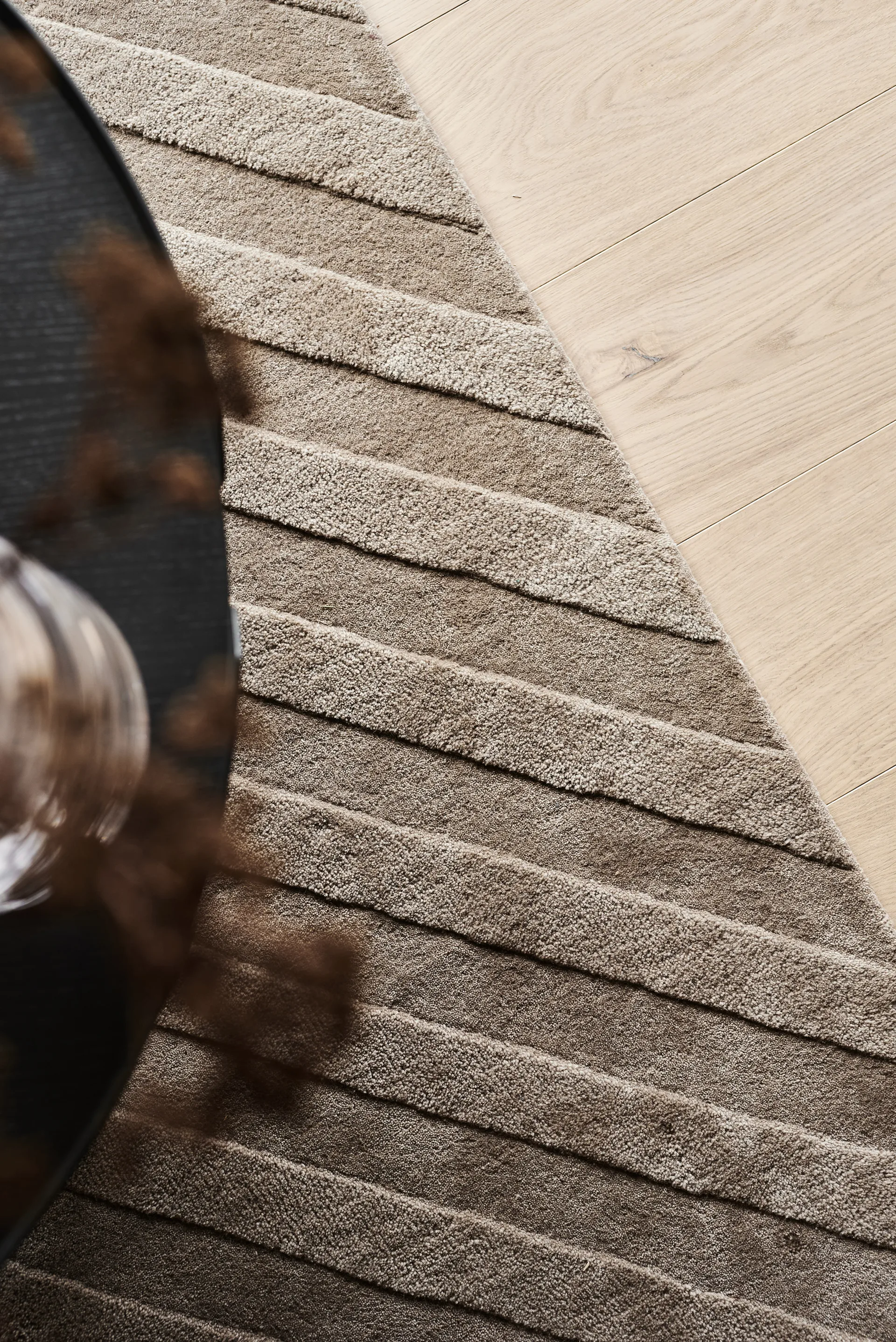 Levels Stripes wool rug, Taupe, 200x300 cm NJRD