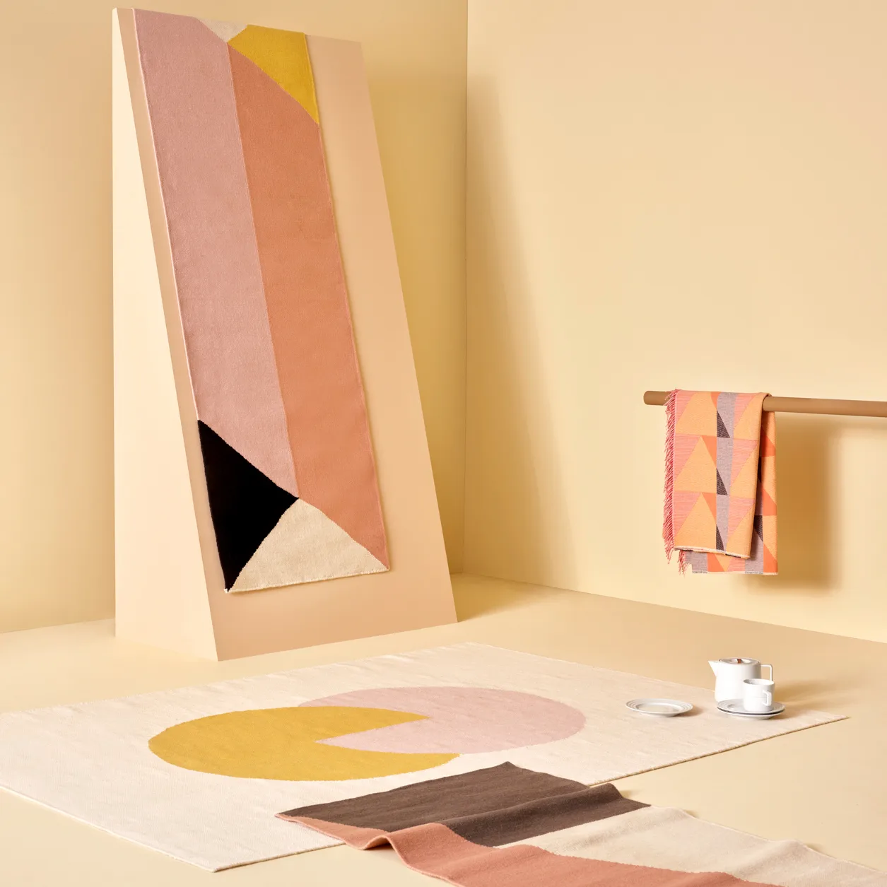 Rectangles blocks kelim rug pink, 80x240 cm NJRD