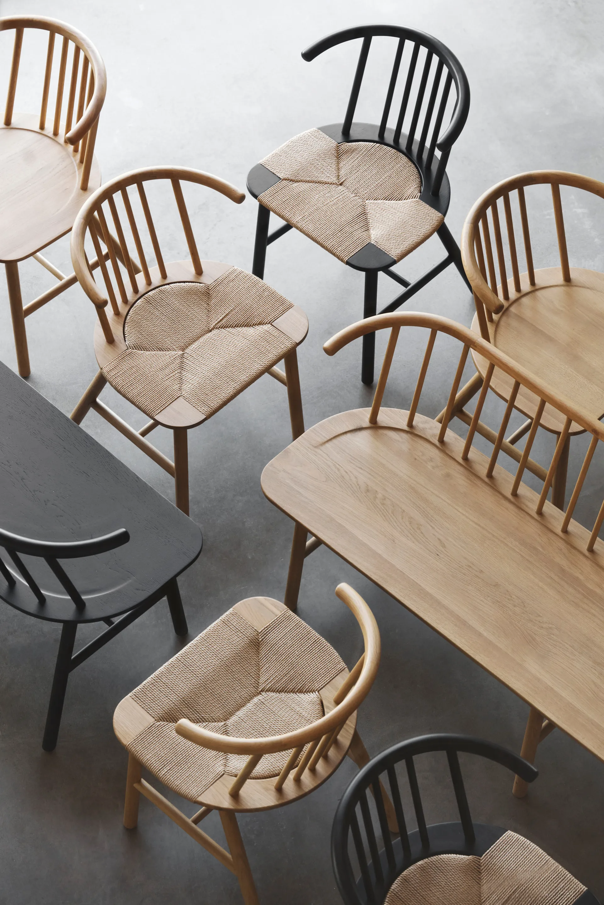 VIOR dining chair with woven seat, Lacquered oak-natural, 4-pack NJRD