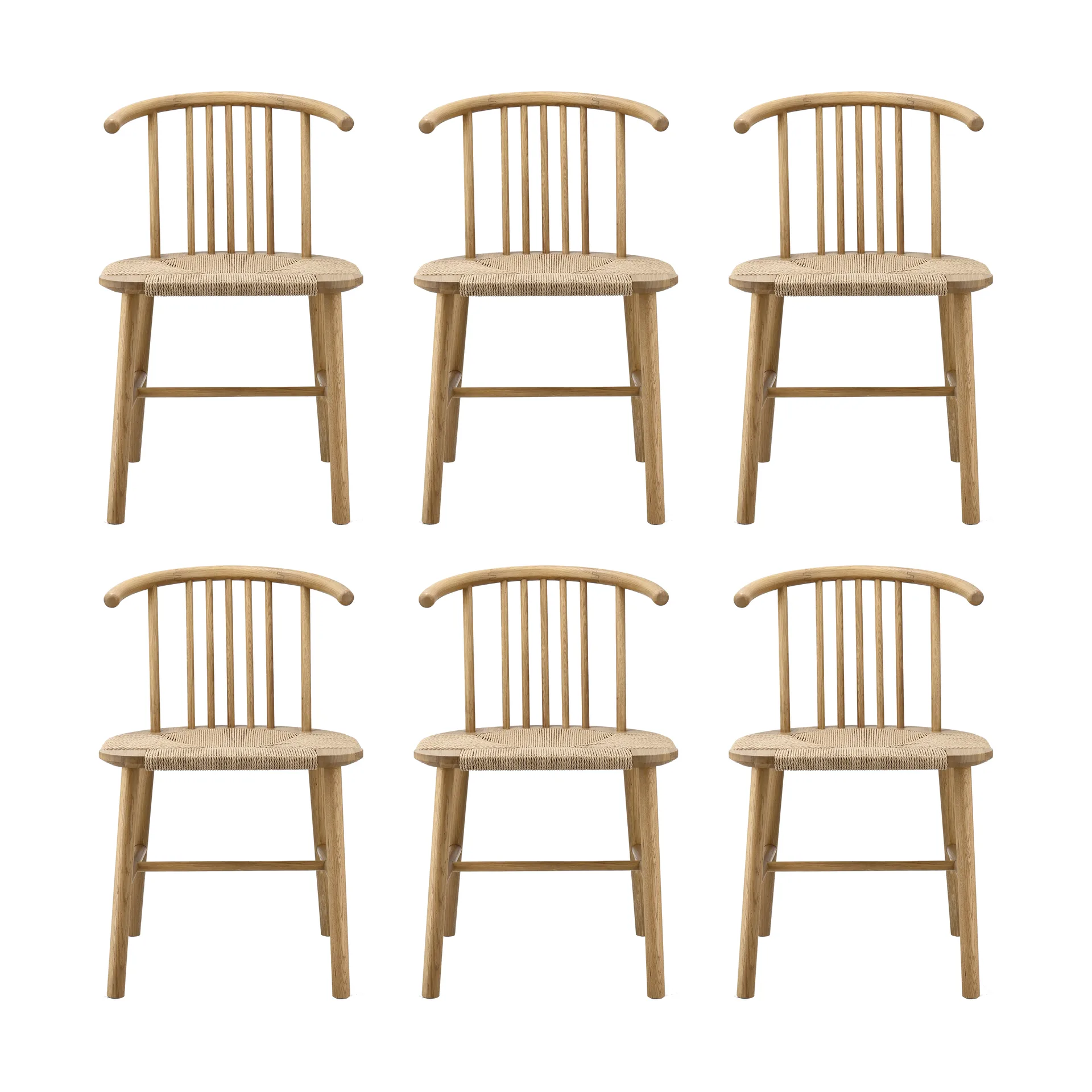 VIOR dining chair with woven seat, Lacquered oak-natural, 6-pack NJRD
