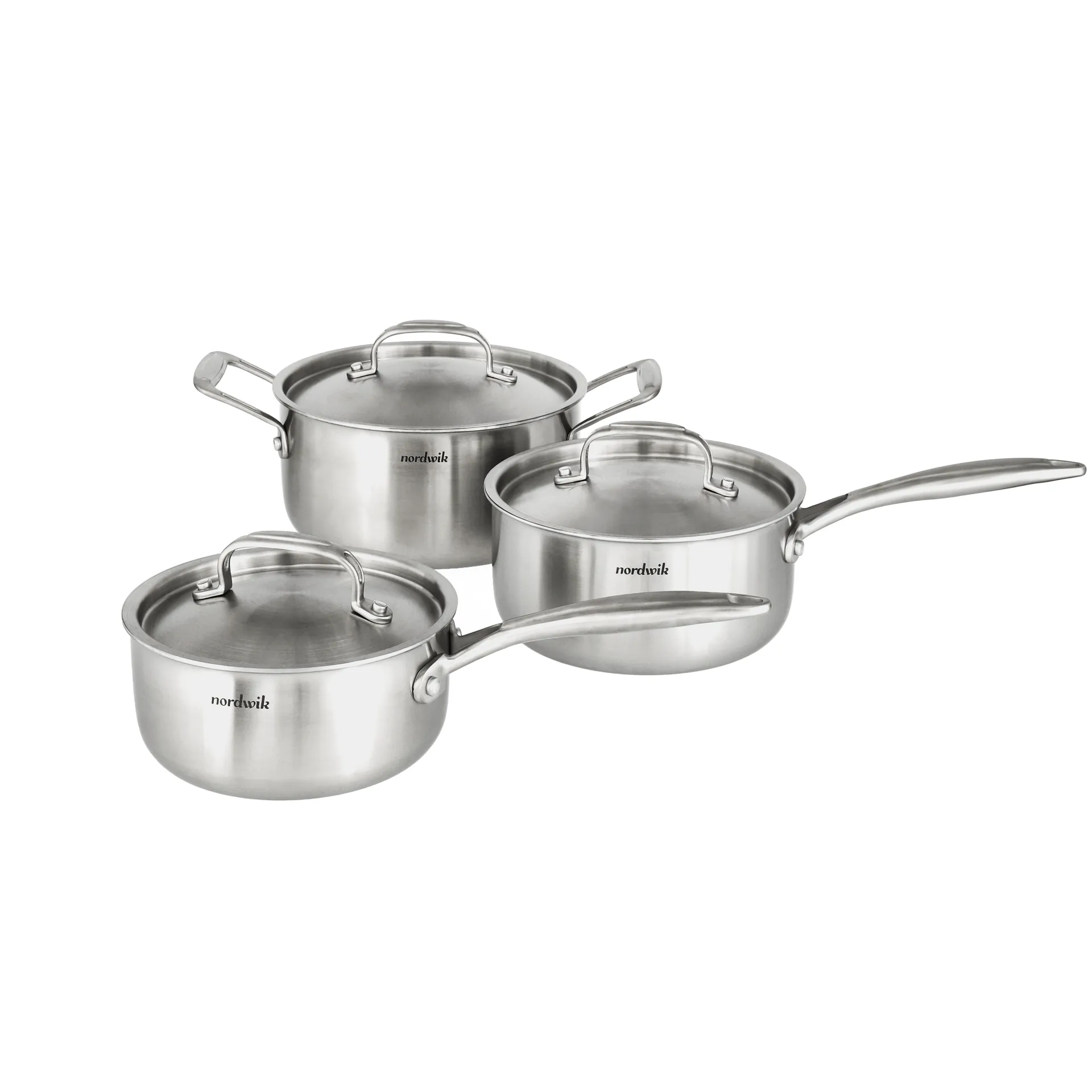 Nordwik cookware set 3-ply 3 pieces, 1.5 L, 2 L, 3 L Nordwik