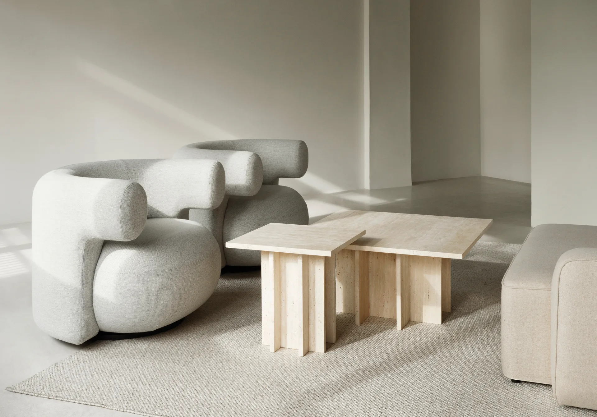 Edge large coffee table, Travertine Normann Copenhagen