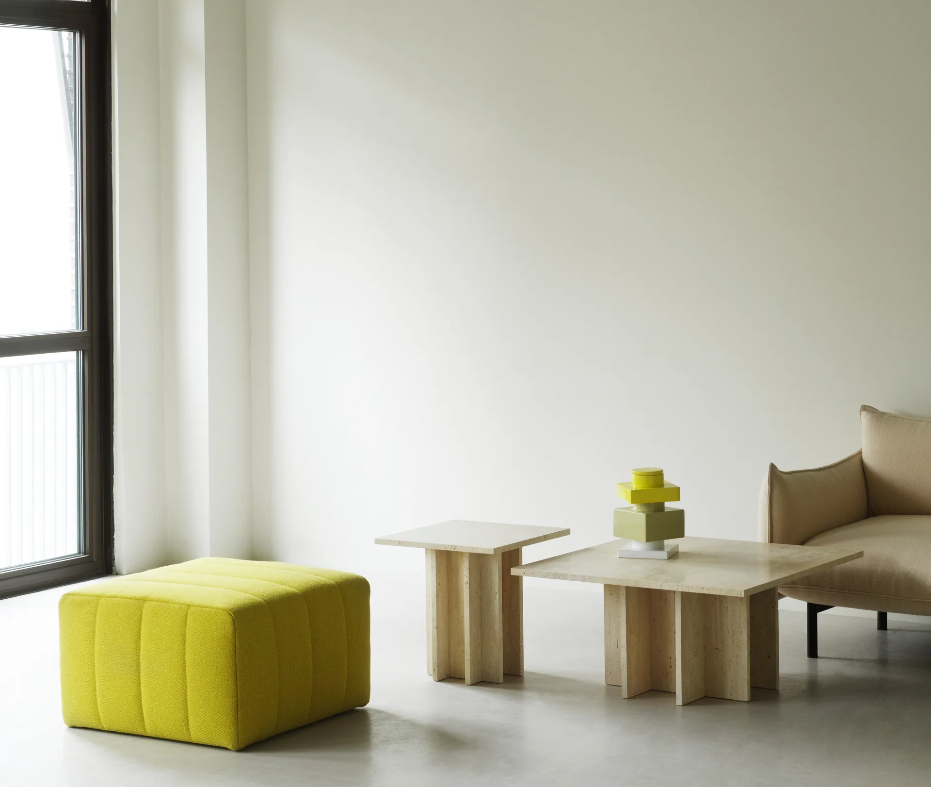 Edge large coffee table, Travertine Normann Copenhagen