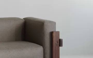 Kube sofa - Brown-lacquered pine–Remix 356 Brown fabric, 220 cm - Normann Copenhagen