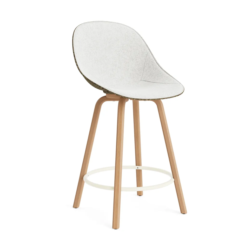 Mat Bar Chair bar stool front upholstered 65 cm, Hallingdal 110-seaweed-beech-cream steel Normann Copenhagen
