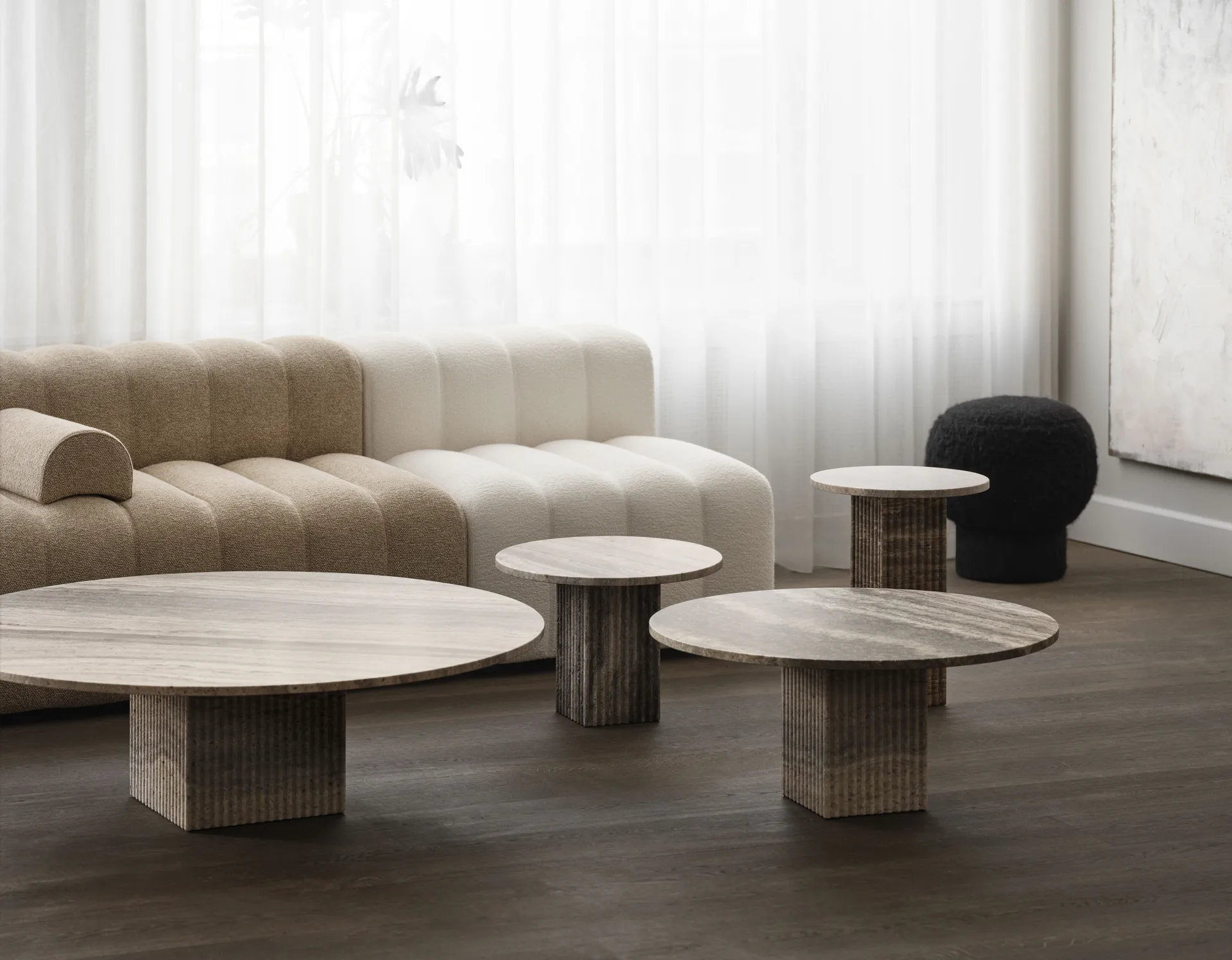 Soho coffee table, Silver travertine, Ø120x35 NORR11