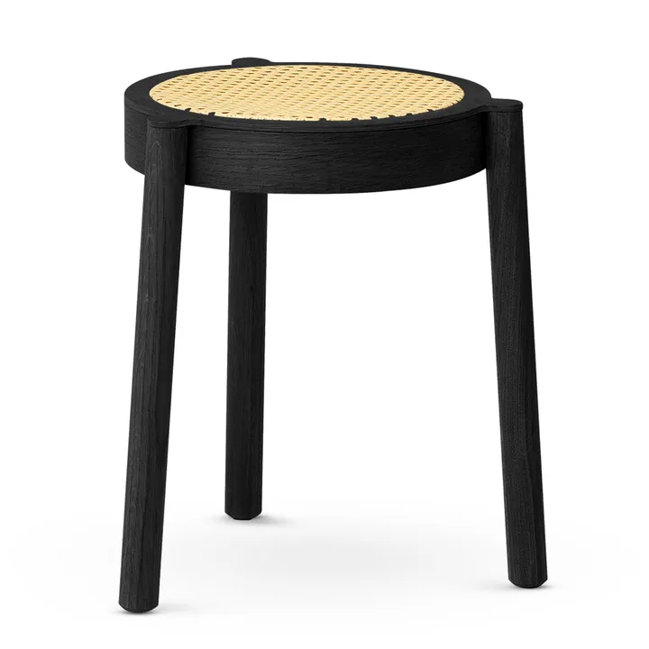 Pal stool with rattan seat - Black oak, Ø37x46 cm - Northern