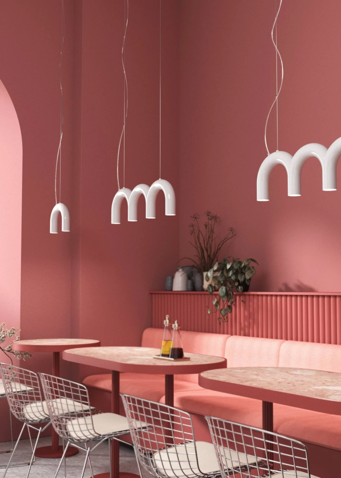 Arch single pendant lamp, White, 25.5 cm Oblure