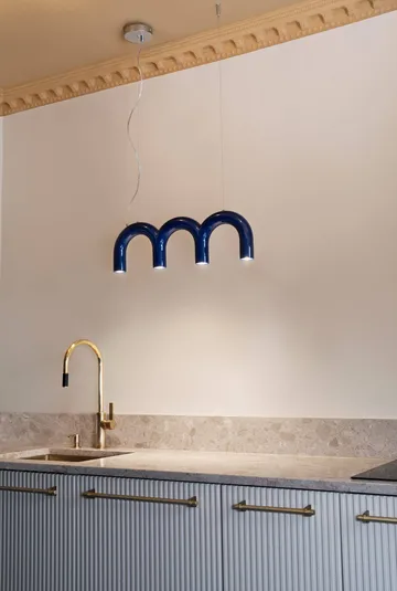 Arch Triplette pendant lamp - Blue, 65.6 cm - Oblure