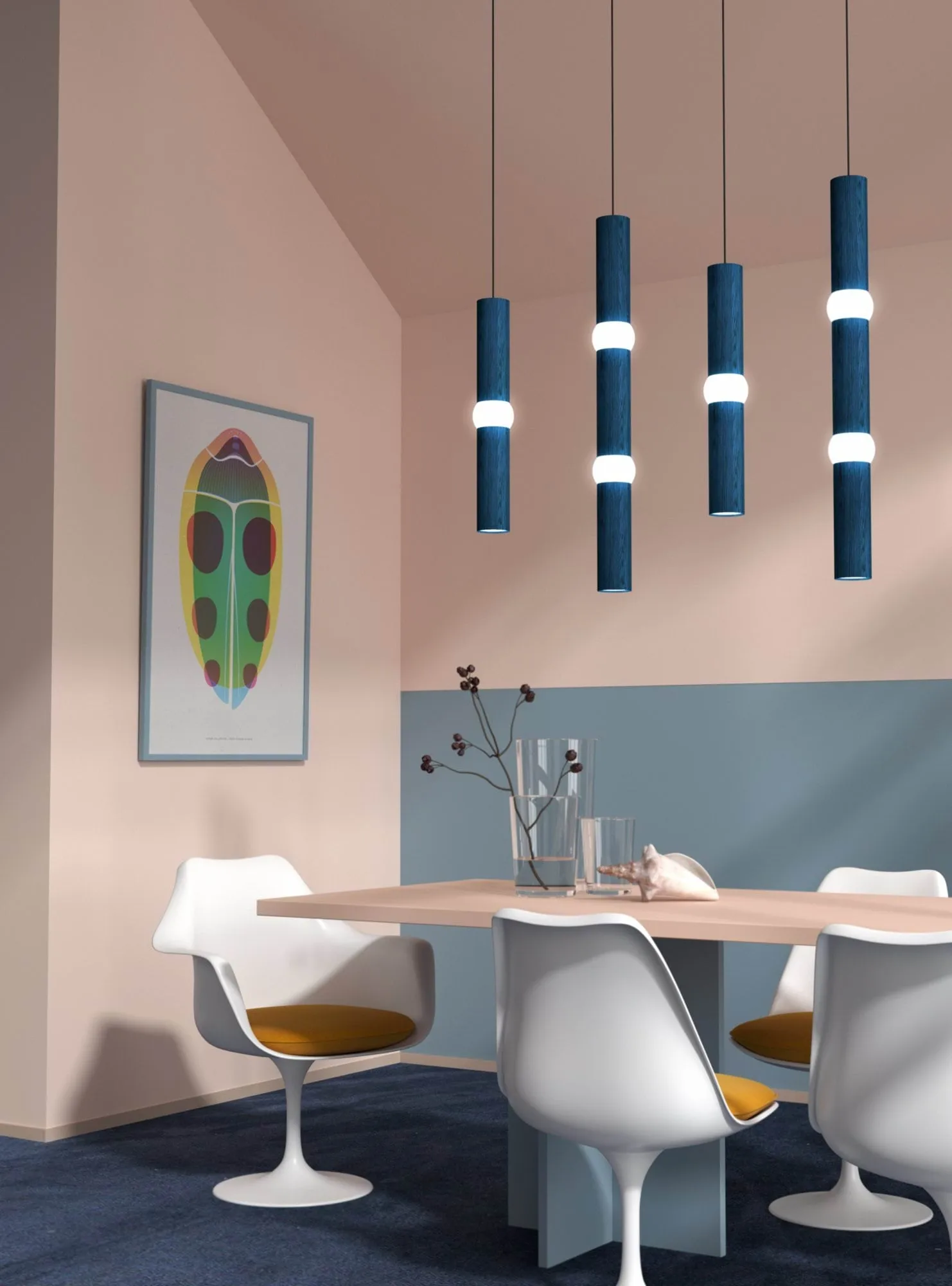 Lightbone pendant lamp, Large 83.6 cm, blue oak Oblure