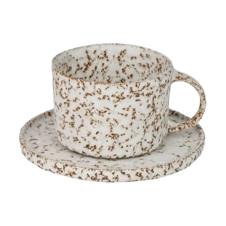 Salt cup and saucer, Beige-white Olsson & Jensen