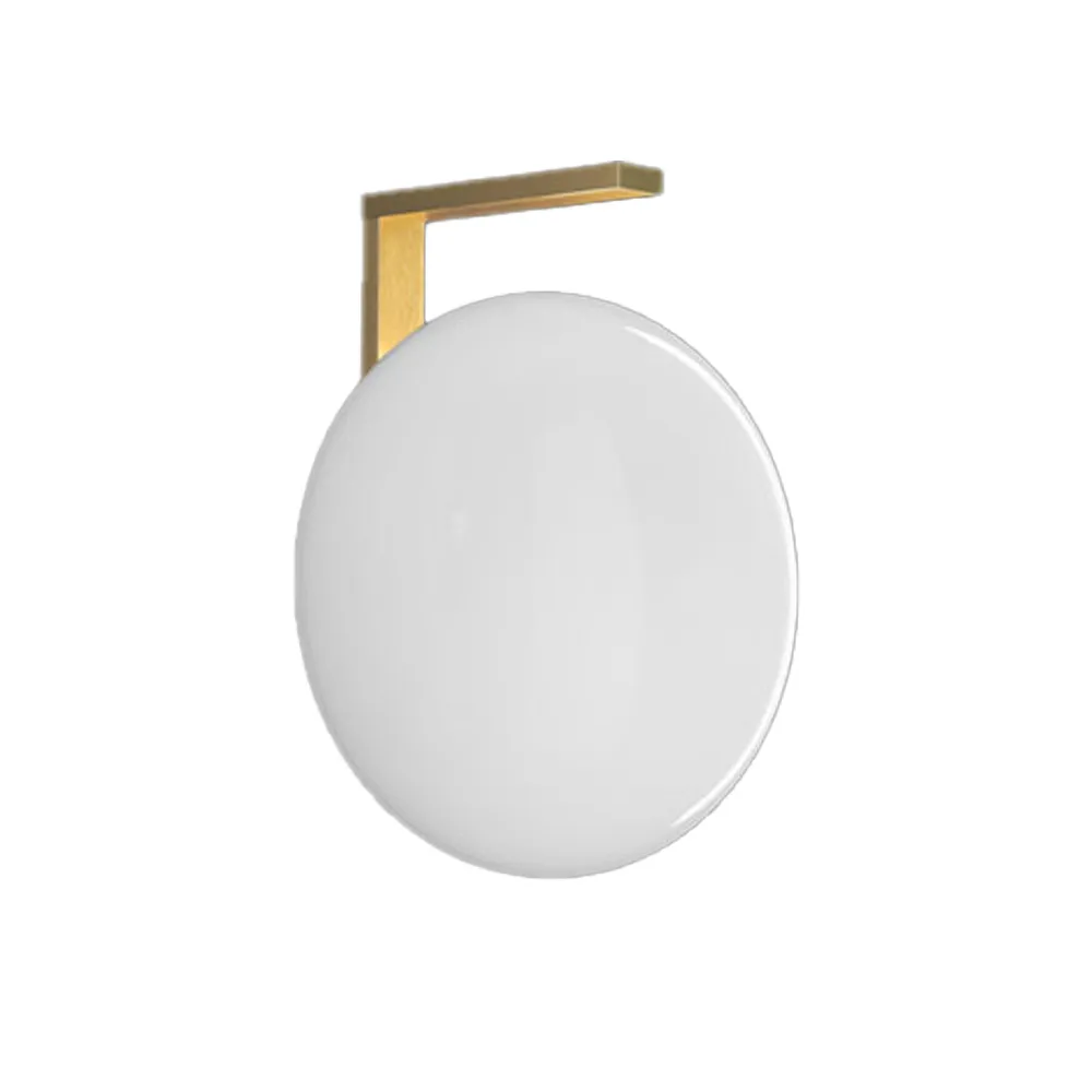 Alba 174 wall lamp, Opal, brass Oluce