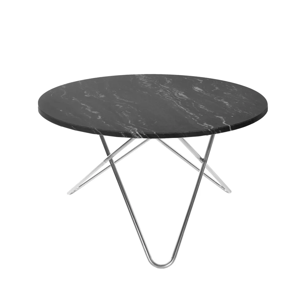 Big O Table dining table, Marble marquina. stainless steel stand OX Denmarq