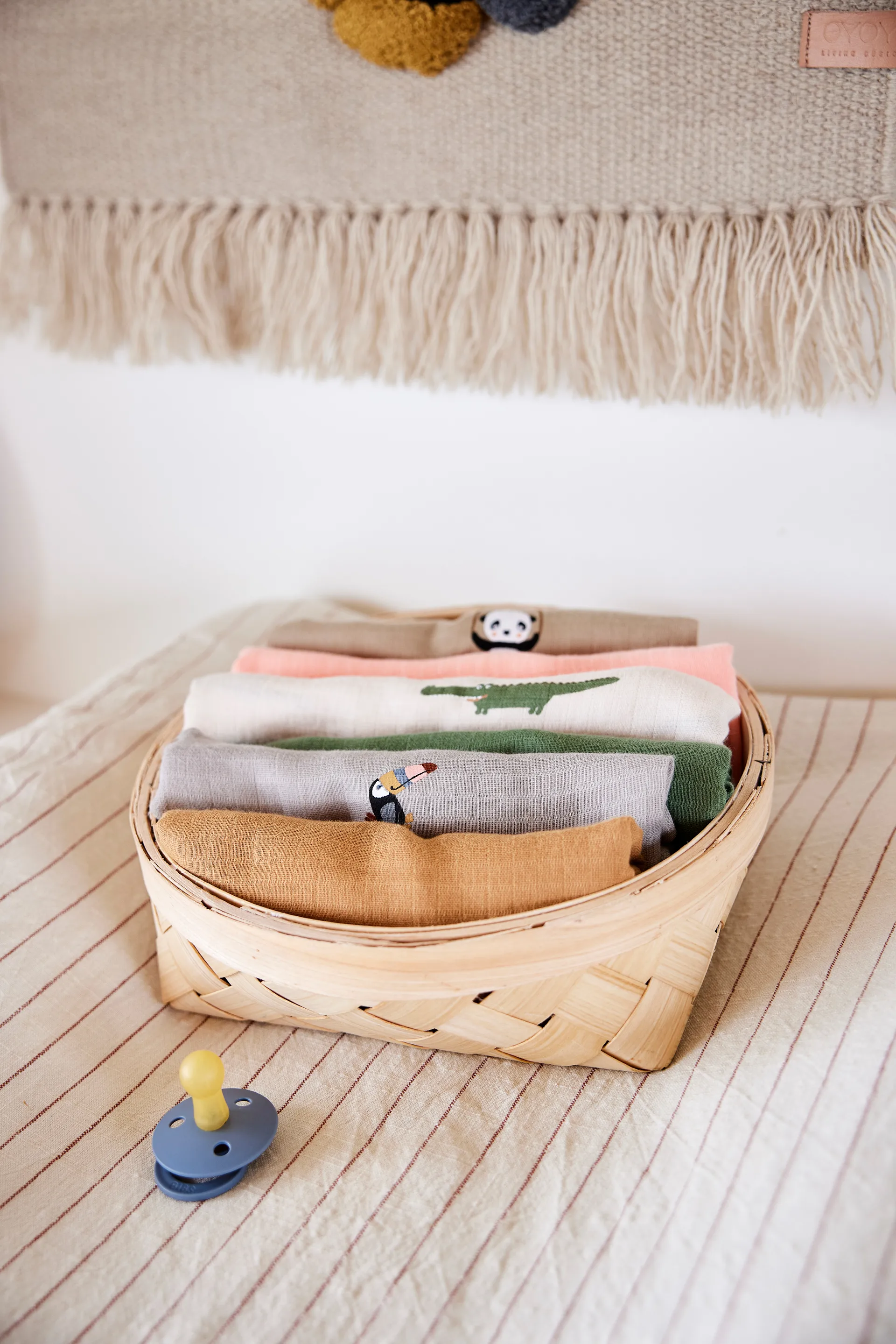 Crocodile children's blanket 2-pack, Beige-olive green OYOY