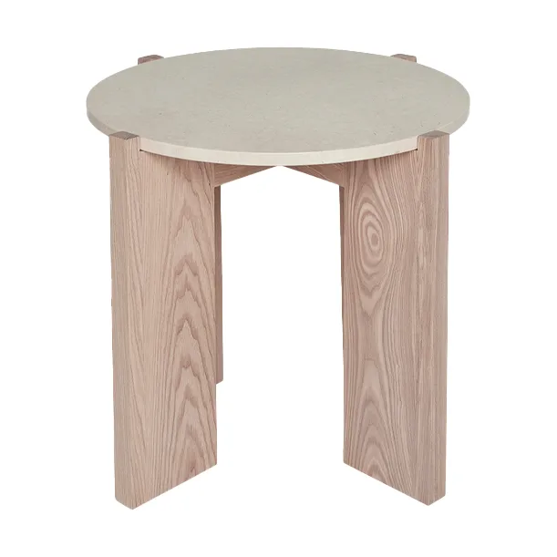 Lune marble coffee table Ø50 cm, Natural-white OYOY