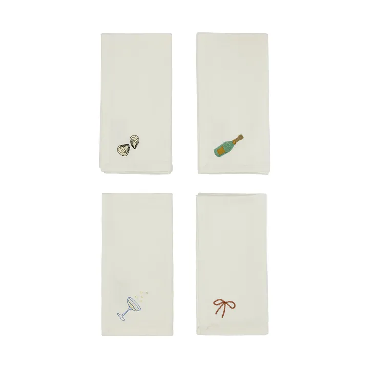 New Year cotton napkin 45x45 cm 4-pack - Offwhite - OYOY