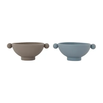 Tiny Inka bowl Ø11 cm 2-pack - Dusty blue-clay - OYOY