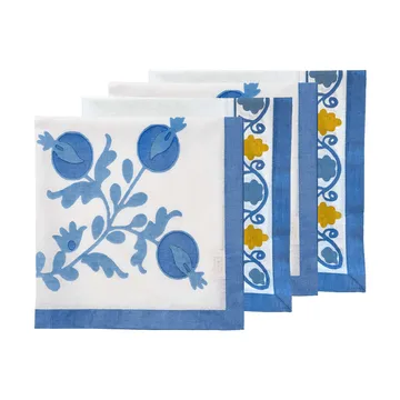 Suzani cotton napkin - Blue, 4-pack, 45x45 cm - Pick a Poppy