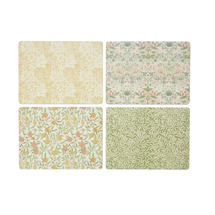 Morris & Co Simpley mixed placemat 4 pieces - Fruit, Willow, Strawberry Thief, Marigold - Pimpernel