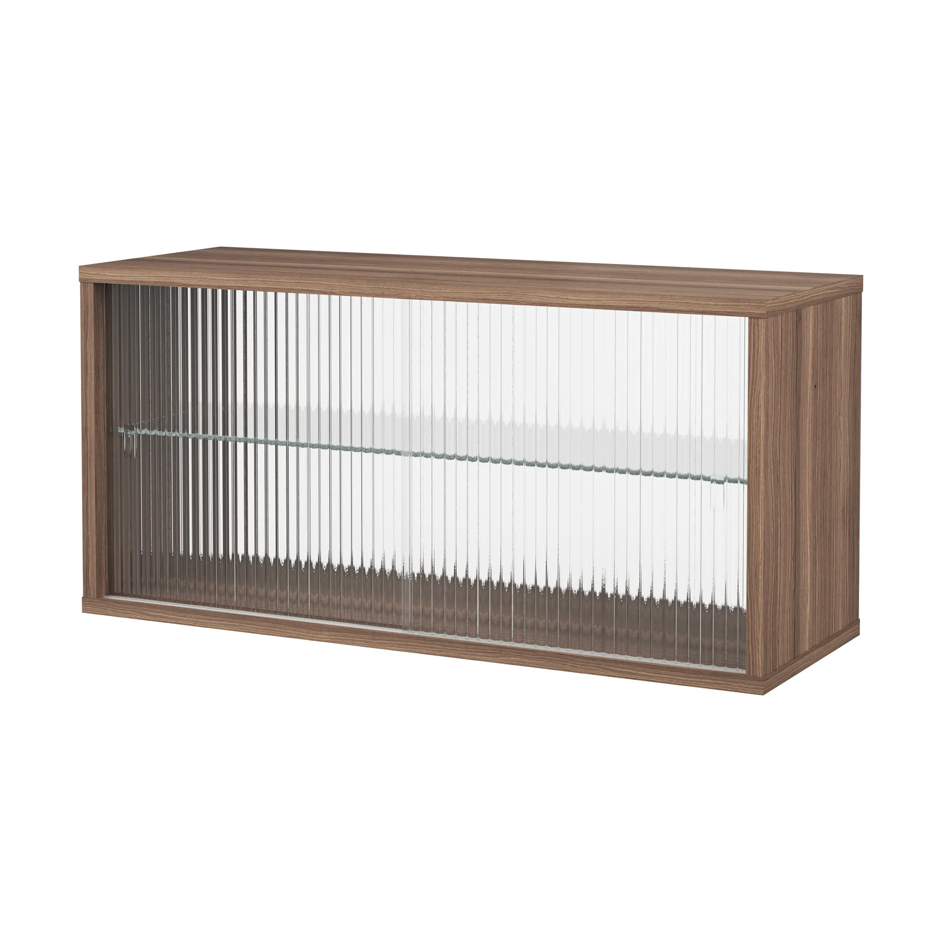 Pira display cabinet, Walnut–fluted glass, 90x31 cm, glass back Pira