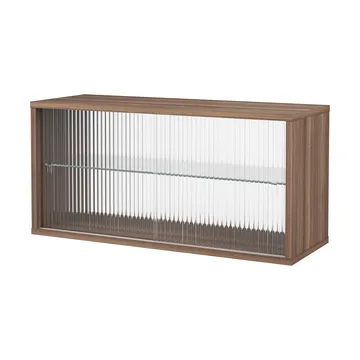 Pira display cabinet - Walnut–fluted glass, 90x31 cm, glass back - Pira