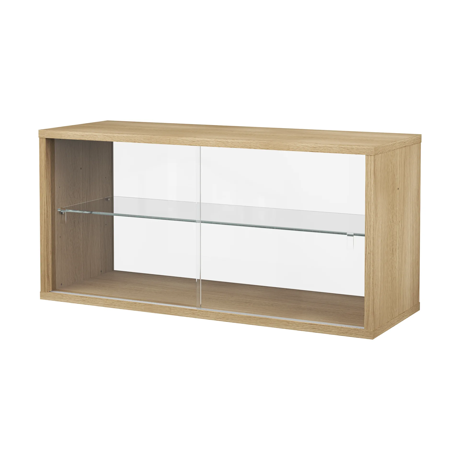 Pira display cabinet, Whitewashed oak-clear glass, 90x31 cm, glass back Pira