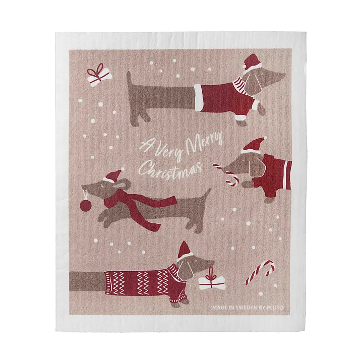Jolly dogs dishcloth - Red-grey - Pluto Design