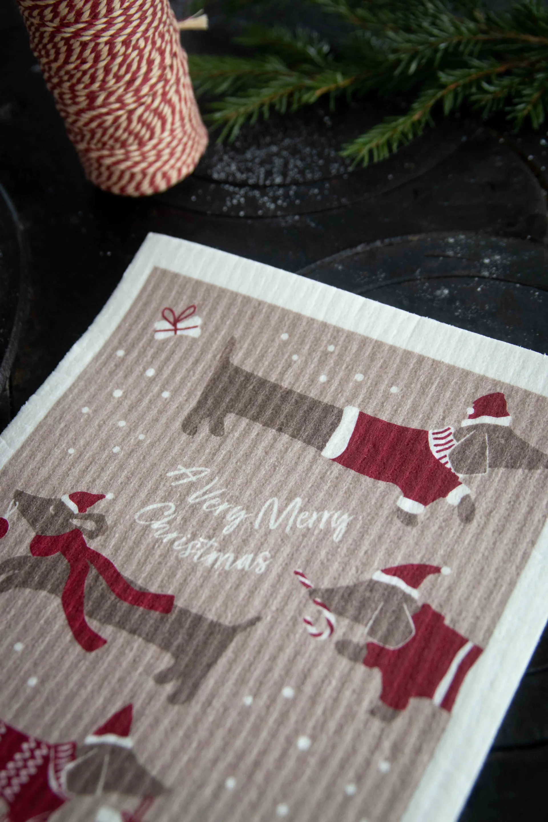 Jolly dogs dishcloth, Red-grey Pluto Design