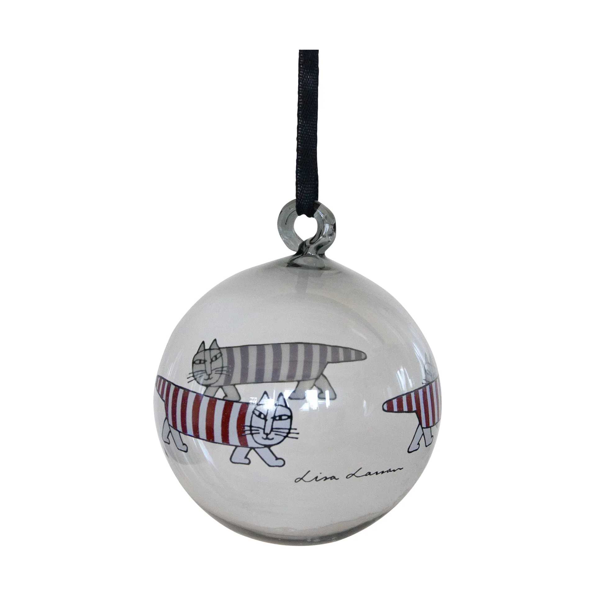 Lisa Larson Mikey Christmas ornament, Silver-red-white Pluto Design