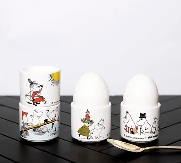 Moomin colour egg cup 4 pieces - White with motif - Pluto Design