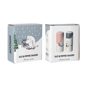 Moomin winter salt & pepper shakers - Pink-blue-white - Pluto Design