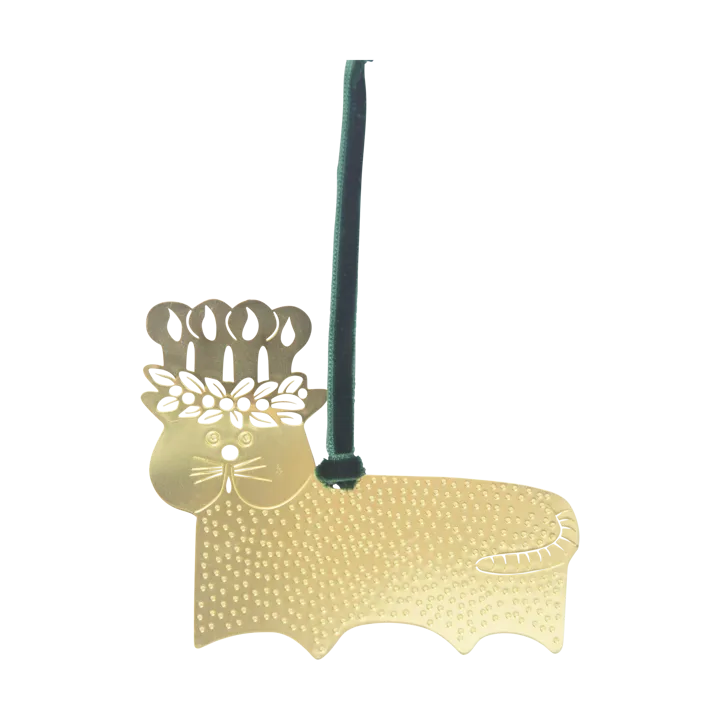 Stig L gingerbread cat decoration hanger - Gold-brass - Pluto Design