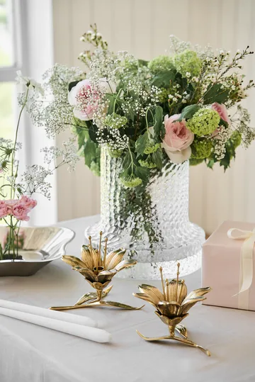 Lilly candlestick 15 cm - Gold - POLSPOTTEN