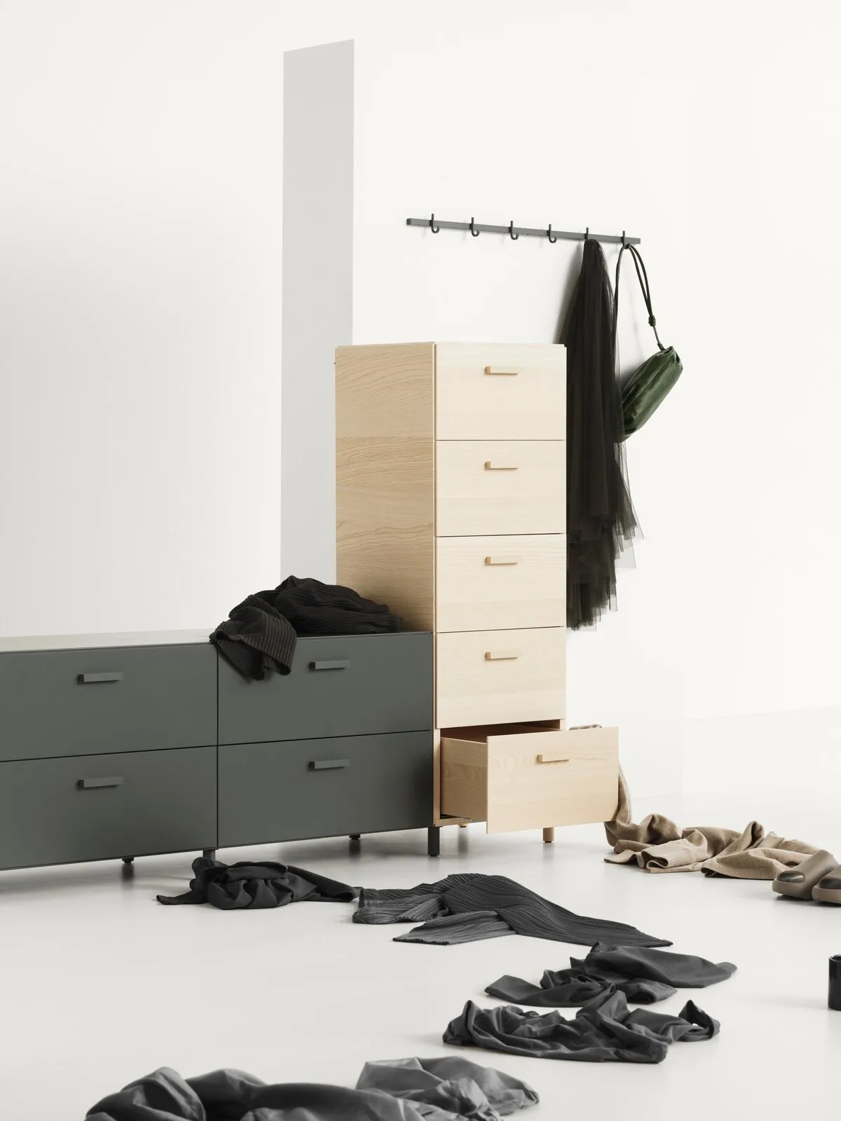 Relief low dresser with legs 123x46.6 cm grey Relief