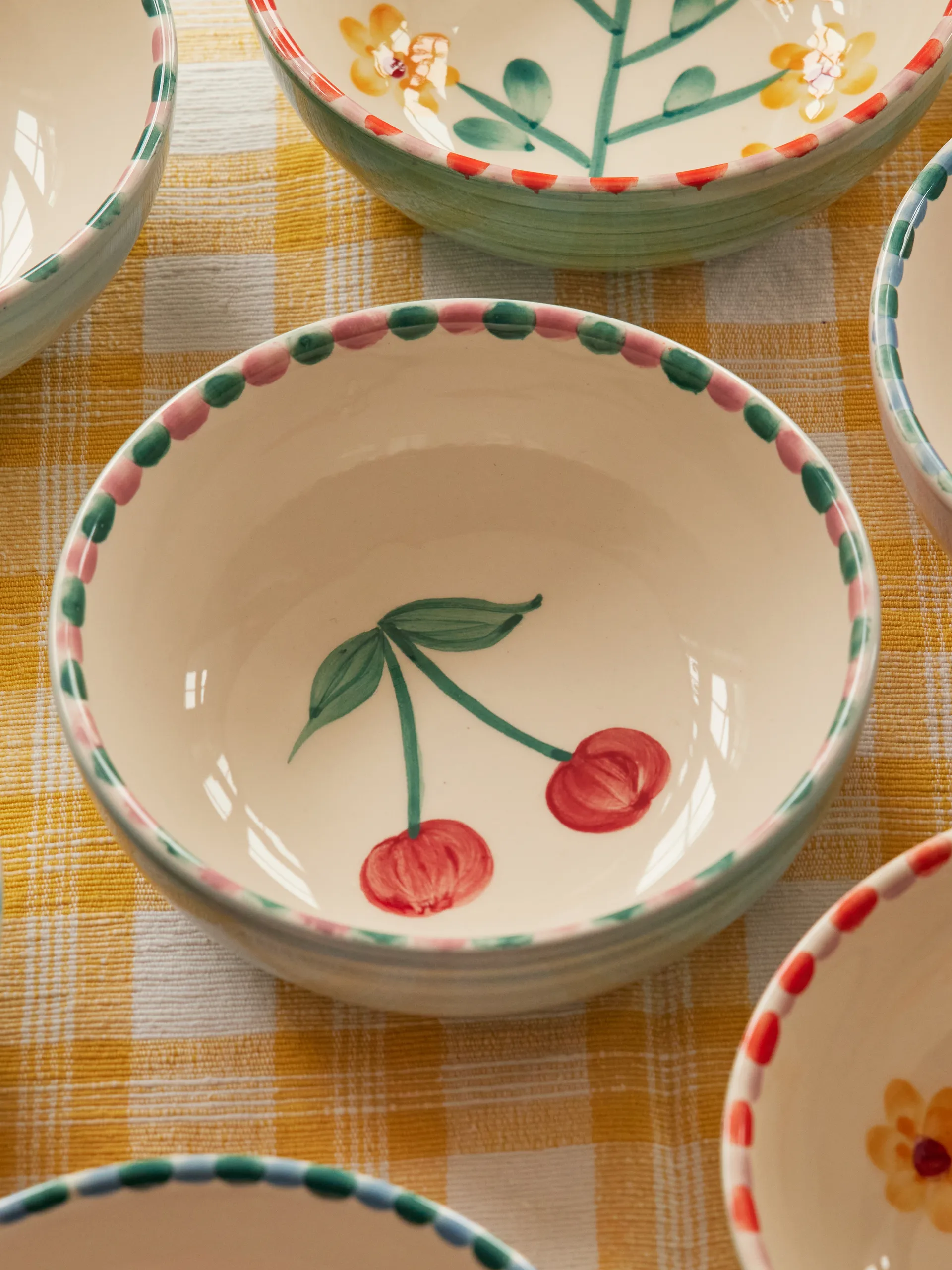 Rice ceramic bowl 35 cl, Cherry-blue RICE