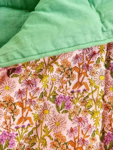 Rice cotton throw flowers 140x200 cm - Multi-green - RICE