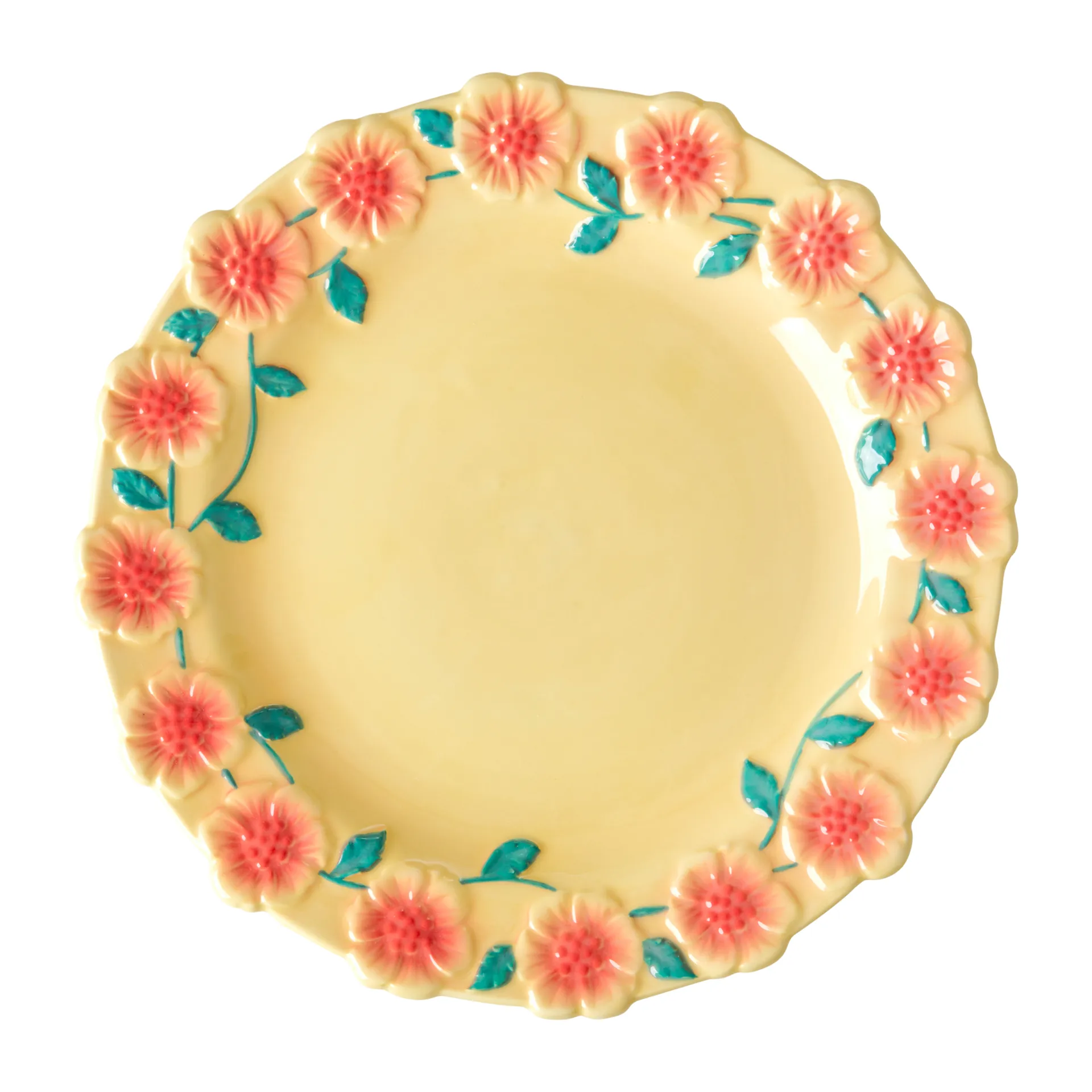 Rice Embossed Flower ceramic plate Ø25.5 cm, Creme RICE