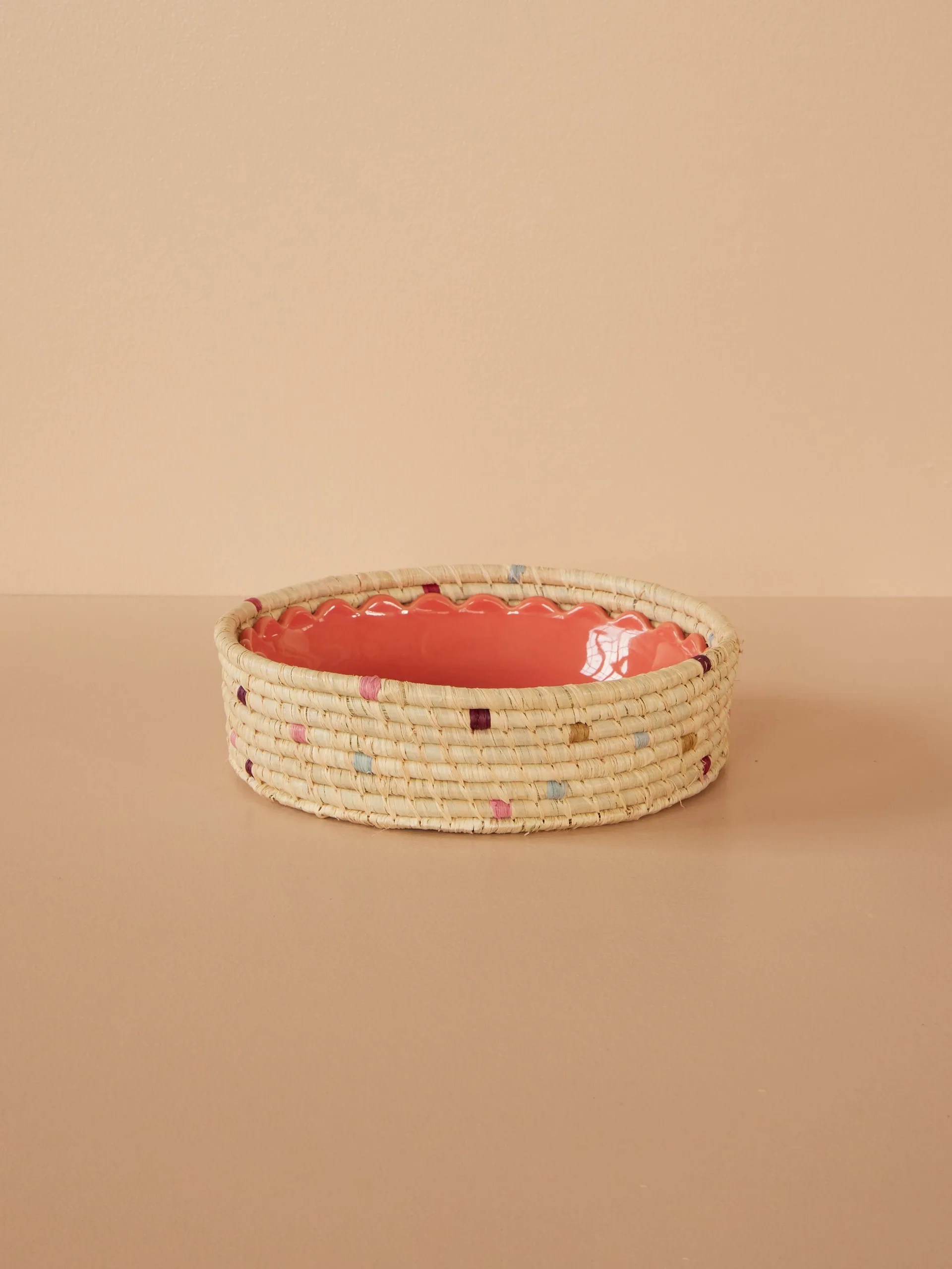 Rice raffia round storage basket small, Natural RICE