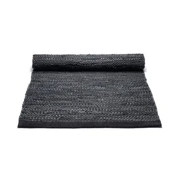 Leather rug 60x90 cm - Black (black) - Rug Solid