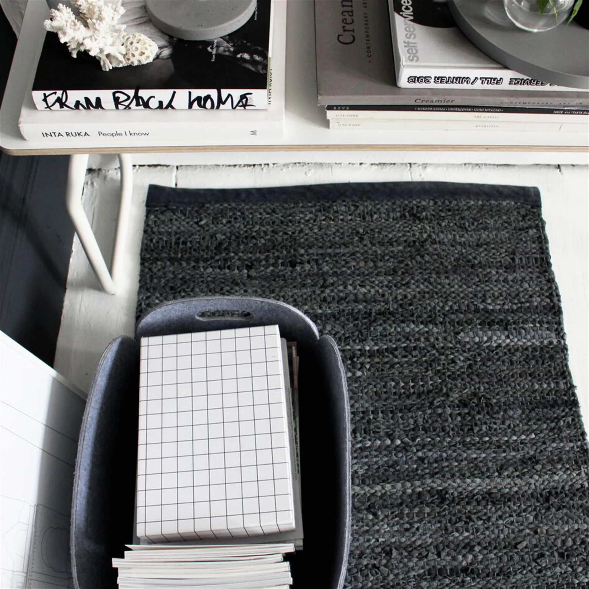 Leather rug 65x135 cm, Black (black) Rug Solid