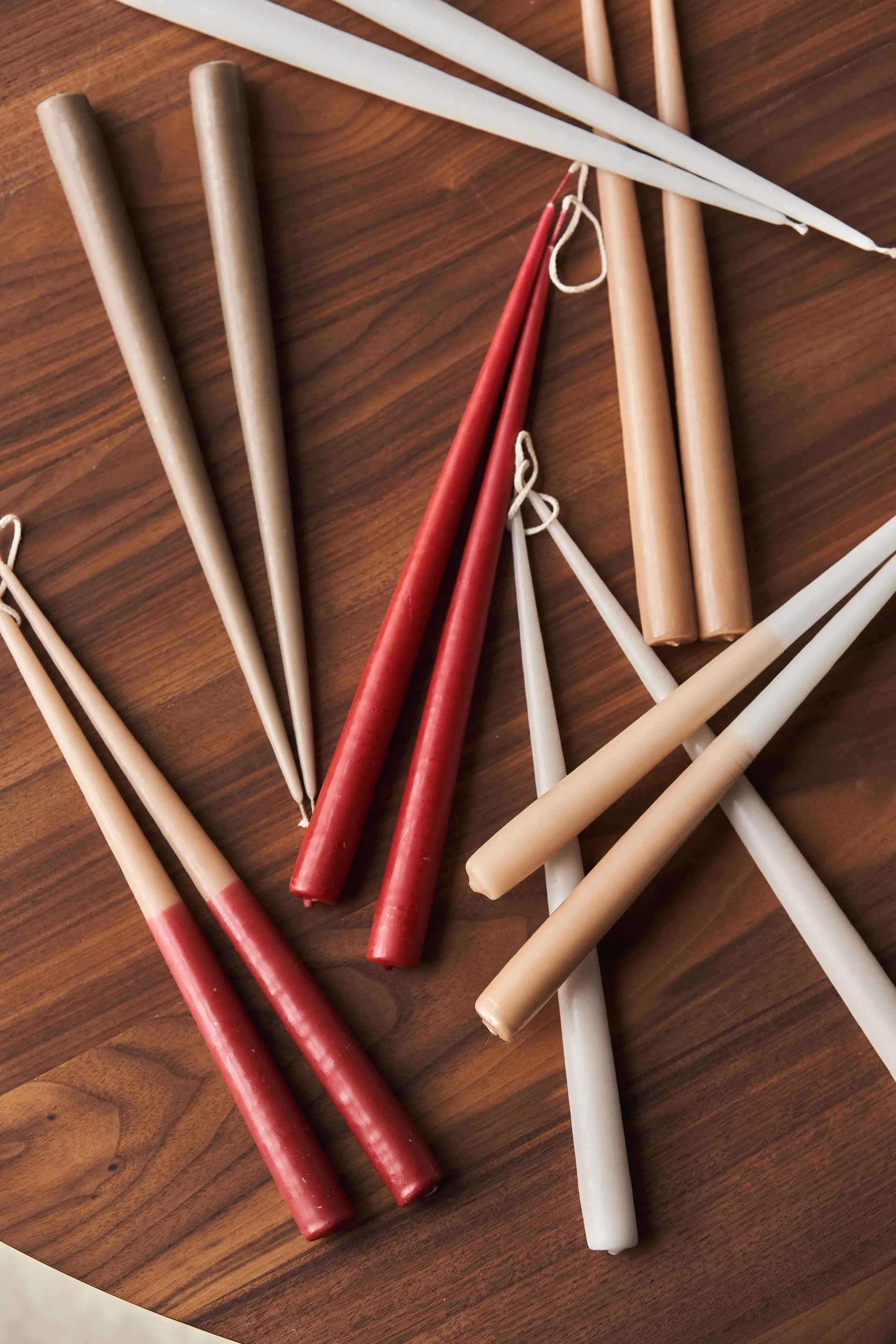 Affinity two-toned long candles 4 pack 32 cm, Beige-red Scandi Essentials