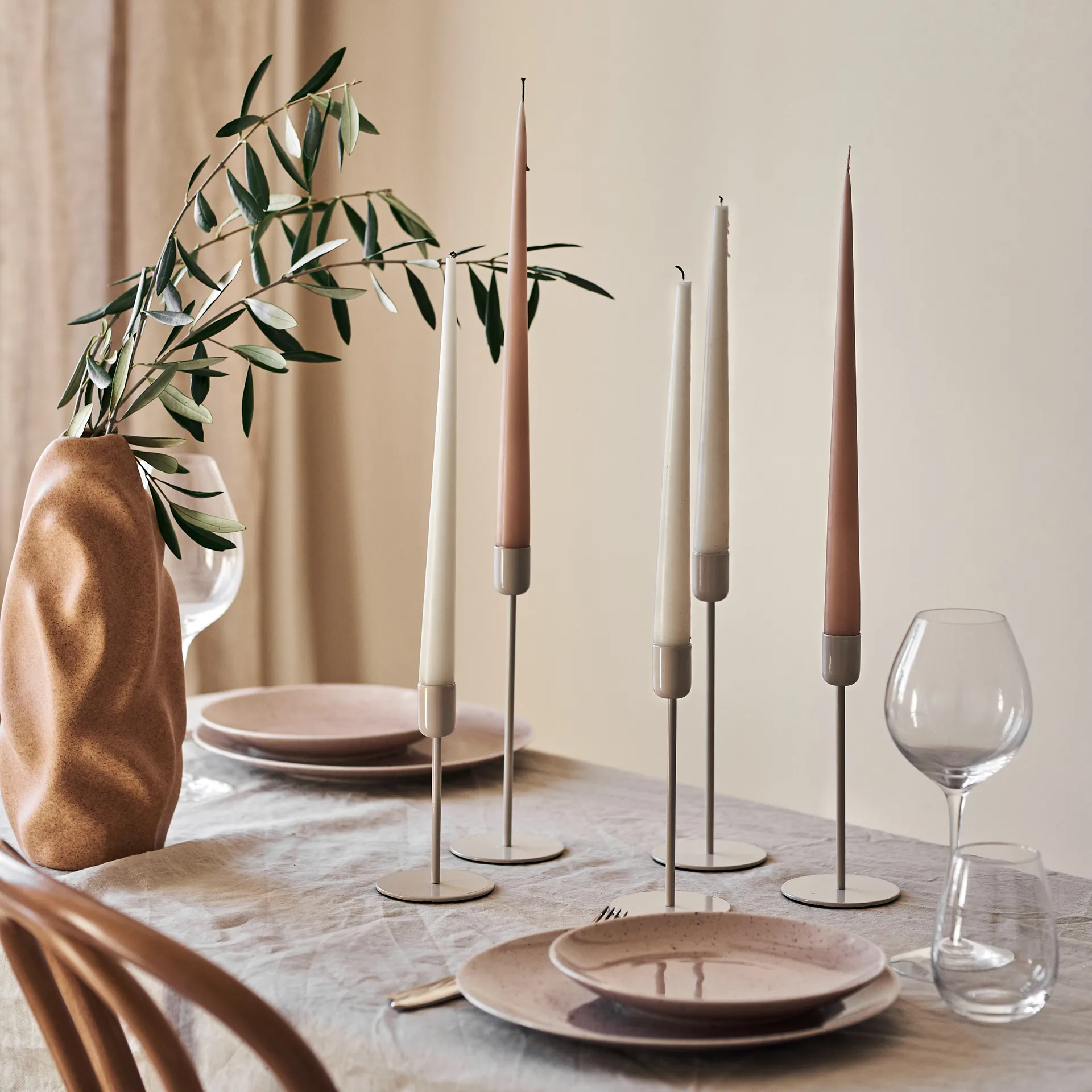 Arctic candlestick 18 cm, Beige Scandi Living