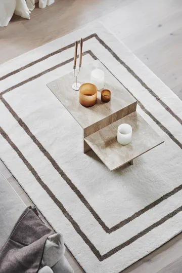 Borders wool carpet - White-beige 170x240 cm - Scandi Living