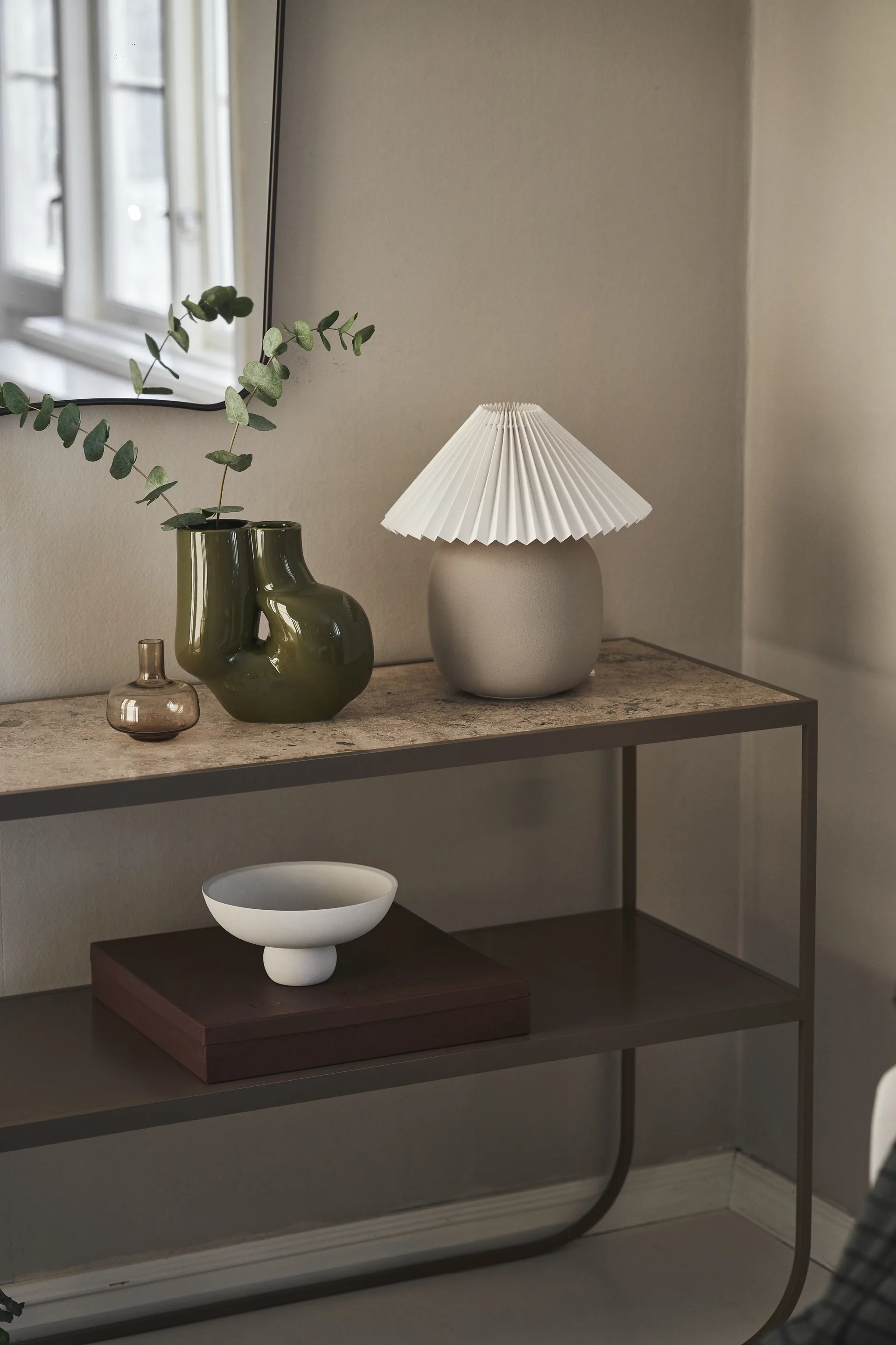Boulder table lamp 29 cm grey-pleated white Scandi Living