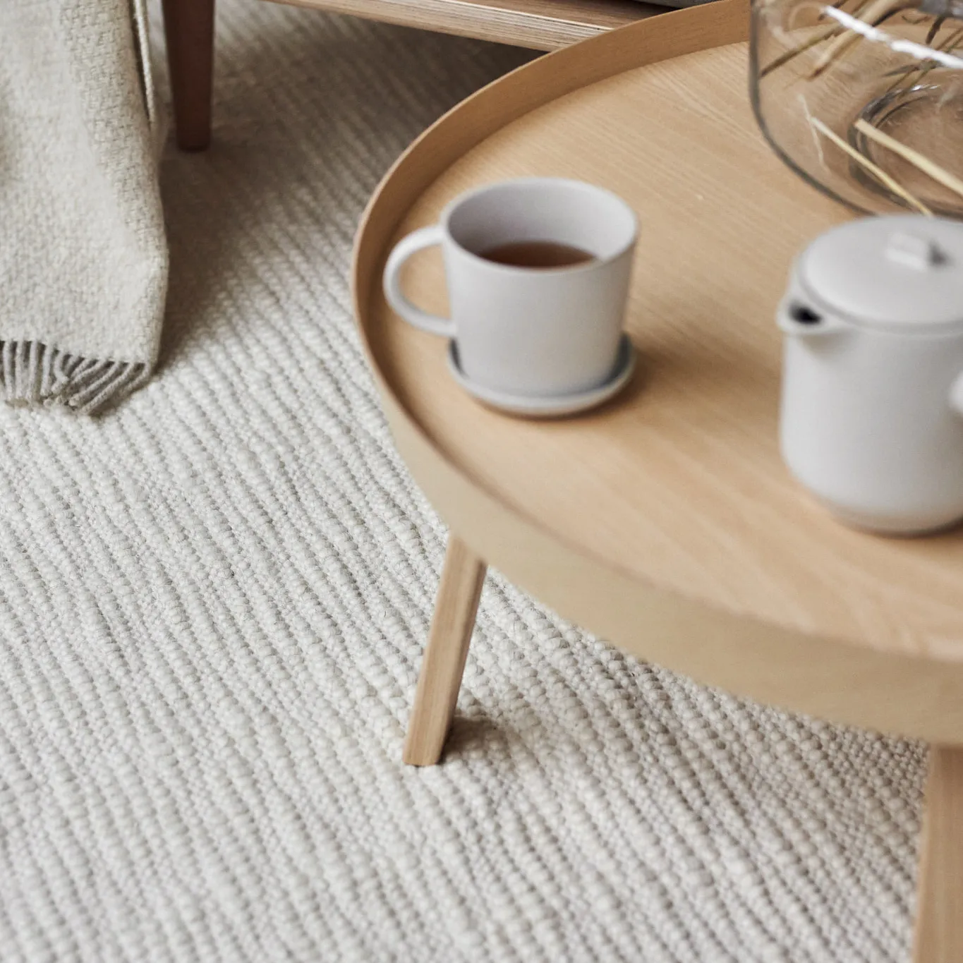 Pebble wool carpet white, 200x300 cm Scandi Living