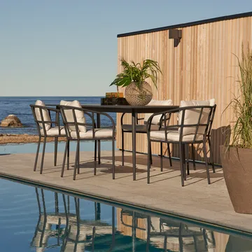 Saltö Dining armchair - Sunbrella silver grey-charcoal grey frame - Skargaarden