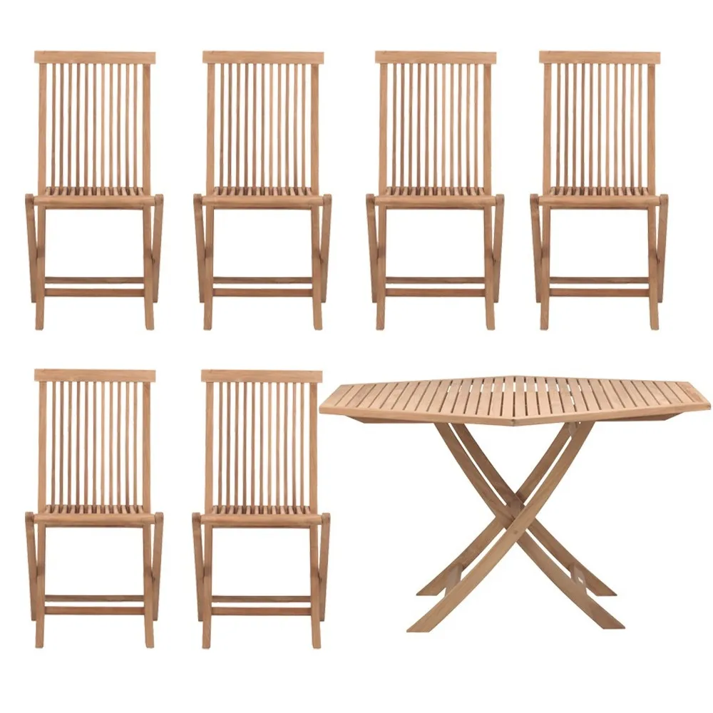 Viken Outdoor dining group - 1 table and 6 chairs - teak,  Skargaarden