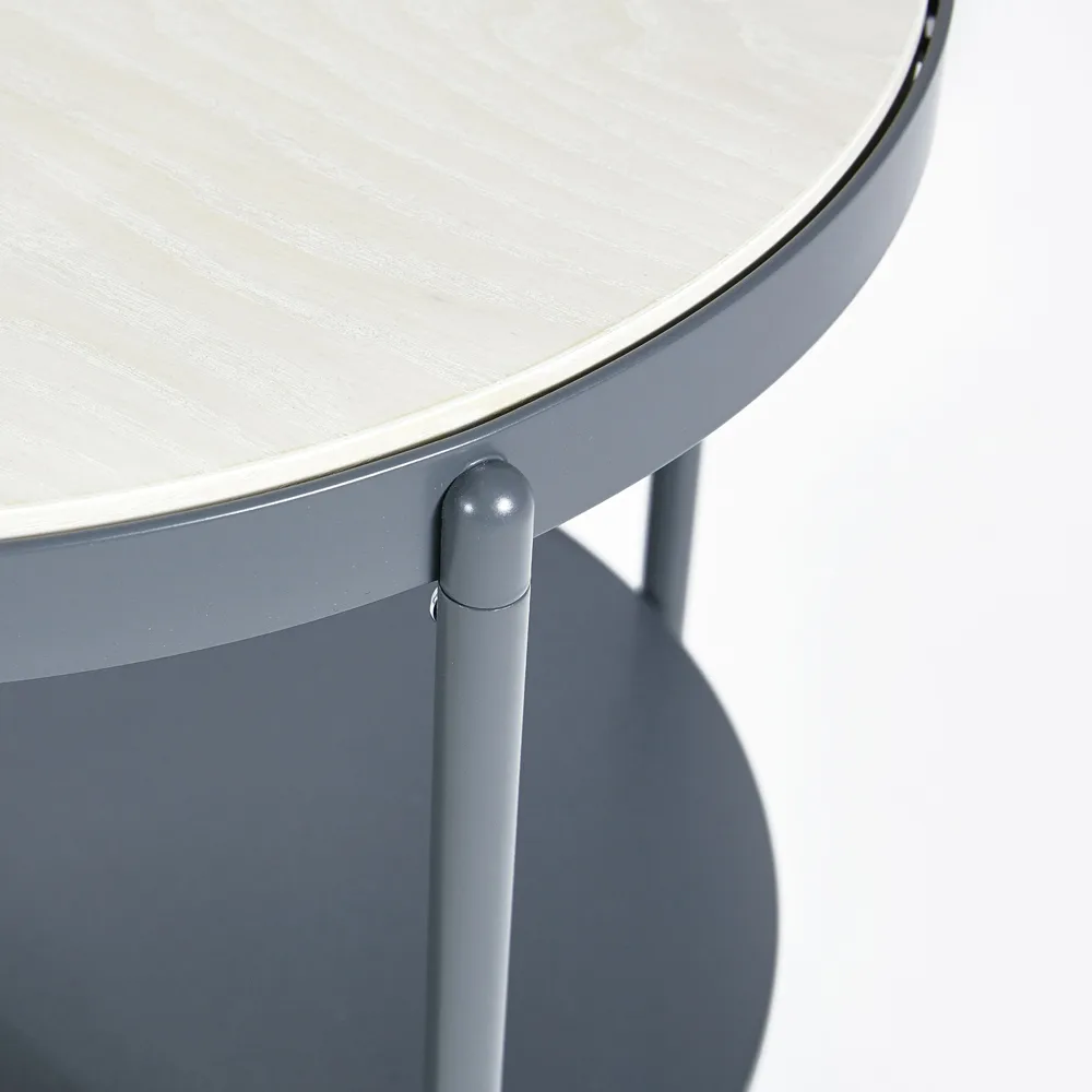 Lene side table, Grey, low, white pigmented ash veneer SMD Design