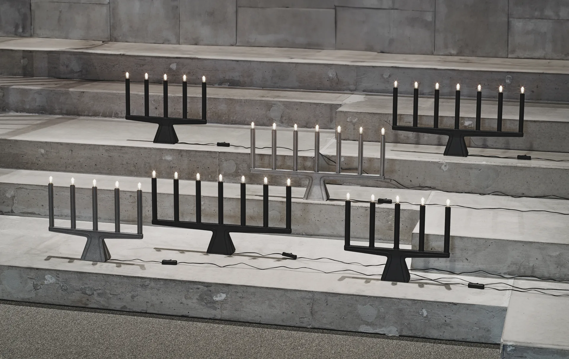 Stella 7 advent candle holder 60 cm, Raw aluminium SMD Design